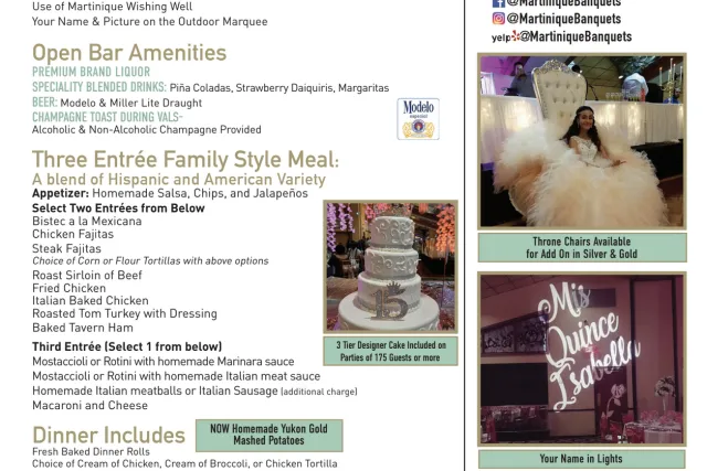 martinique banquets quinceaneras burbank illinois packages